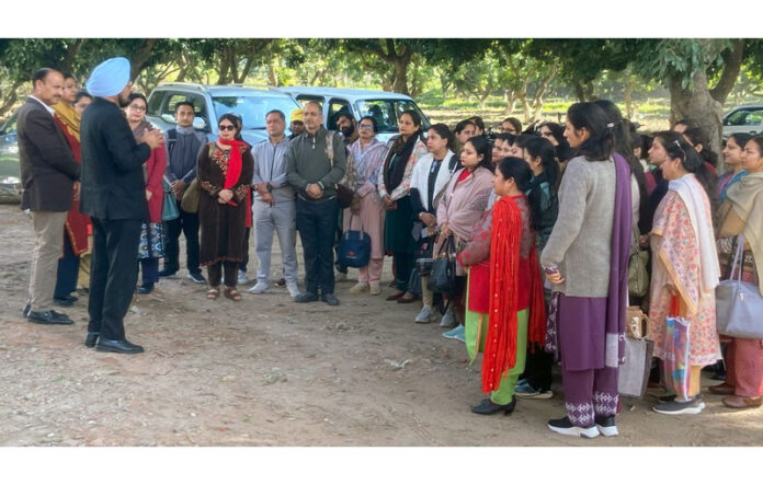 Director DPS Schools J&K, S.S Sodhi addressing students and teachers of DPS Nagbani on Wednesday.