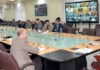 Chief Minister chairing a meeting at Jammu on Tuesday.