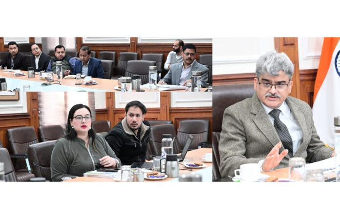 Chief Secretary chairing a meeting at Jammu on Monday.