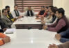 BJP UT president and MP (RS) Sat Sharma chairing a meeting on Tuesday.