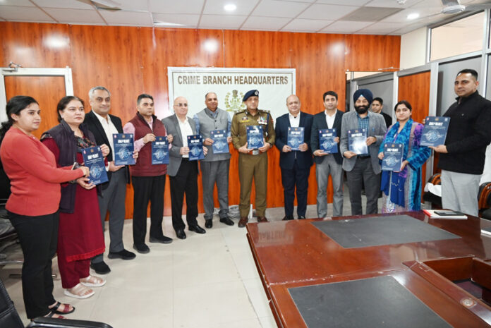 IGP Crime Sujit Kumar Singh releasing maiden magazine of Fingerprint Bureau in Jammu on Monday.