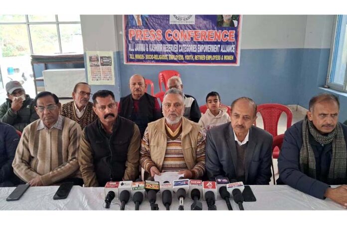 JKRCEA members addressing a joint press conference in Jammu.
