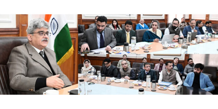 Chief Secretary chairing a meeting at Jammu on Thursday.