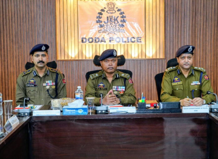 IGP Jammu chairing a meeting at Doda on Tuesday.