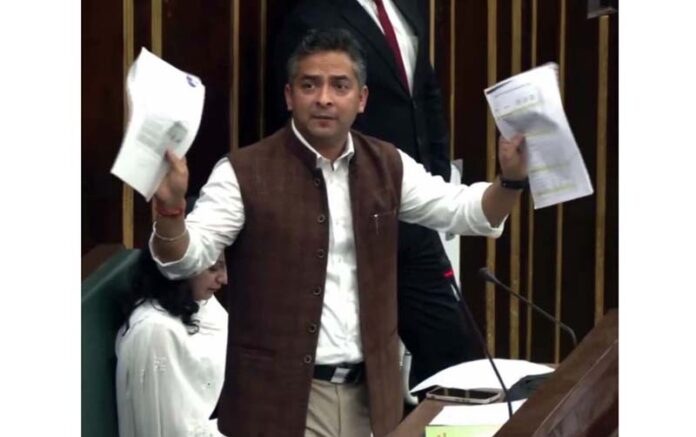 MLA Ramnagar Dr Sunil Bhardwaj raising constituency specific issues in the Legislative Assembly on Wednesday.