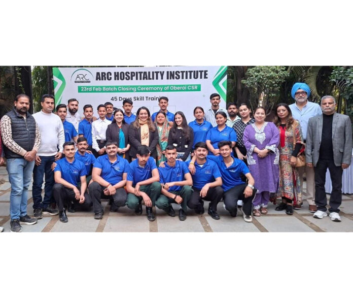 page5 MLA Nagrota Devyani Rana posing for youth who have secured placements in hotels and restaurants across India.