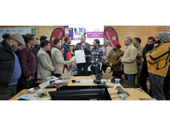 SKUAST-Kashmir VC felicitates newly formed FPOs during AgriTech Mela. SKUAST-Kashmir VC felicitates newly formed FPOs during AgriTech Mela.