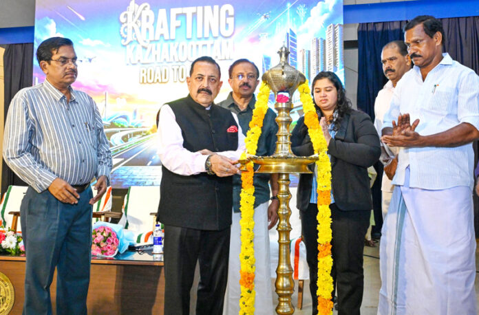 Union Minister Dr. Jitendra Singh, flanked by former Union Minister A Murlidharan, at a programme at Thiruvananthapuram on Saturday. Union Minister Dr. Jitendra Singh, flanked by former Union Minister A Murlidharan, at a programme at Thiruvananthapuram on Saturday.