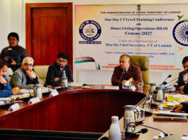 Director Census Operation Amit Sharma speaking during training conference at Leh.