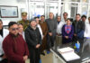 LG Kavinder Gupta posing along with others during visit to University of Ladakh.