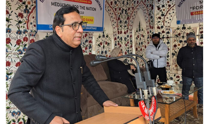 Chairman, DLSA Anantnag, Tahir Khurshid Raina addressing a gathering at District Court Complex Anantnag.