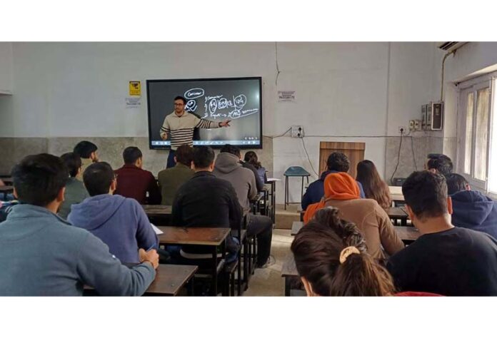 Students attending a workshop organized by SR College in Jammu.