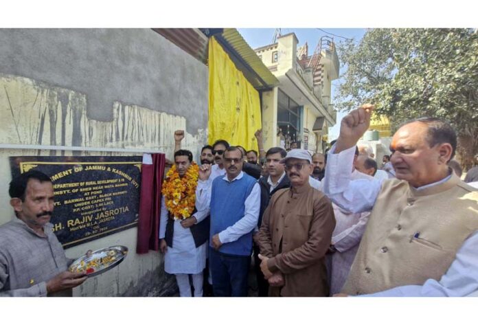 MLA, Jasrota, Rajiv Jasrotia inaugurating developmental projects in his constituency on Saturday.