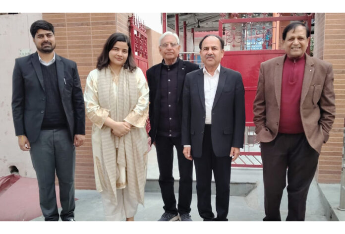 Dignitaries posing for a photograph after an awareness programme at Vridh Ashram, Jammu on Tuesday.