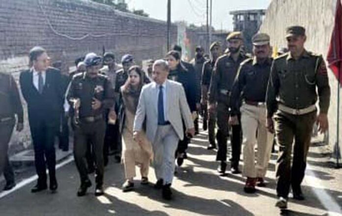 Justice Sanjeev Kumar during visit to Central Jail Kot Bhalwal in Jammu on Saturday. Justice Sanjeev Kumar during visit to Central Jail Kot Bhalwal in Jammu on Saturday.