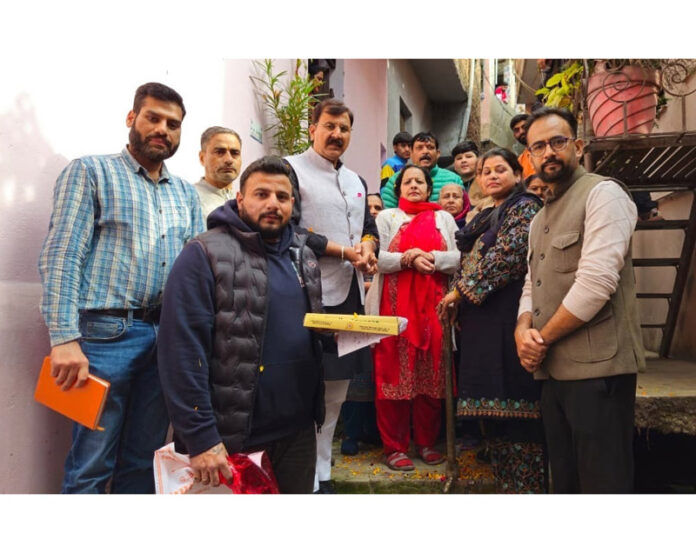 MLA Jammu West, Arvind Gupta kick starting deep drain work at Upper Krishna Nagar on Tuesday. MLA Jammu West, Arvind Gupta kick starting deep drain work at Upper Krishna Nagar on Tuesday.