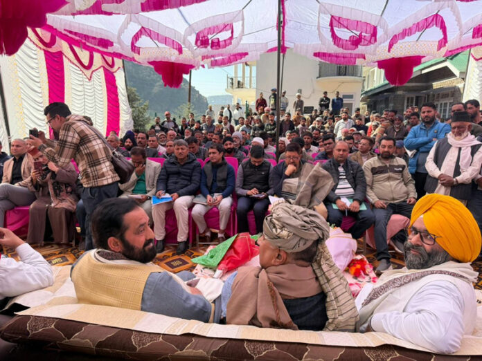 MP, Rajya Sabha Gulam Ali Khatana during a public darbar in a Poonch village on Friday.