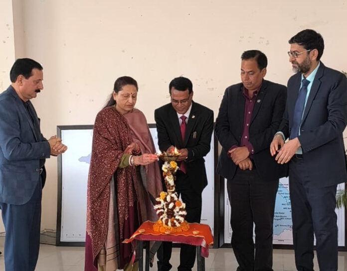 Prof Neelu Rohmetra lighting ceremonial lamp during inaugural of Capacity Building FIP workshop at JU on Monday. Prof Neelu Rohmetra lighting ceremonial lamp during inaugural of Capacity Building FIP workshop at JU on Monday.