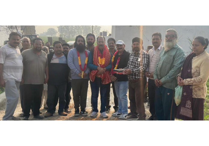 MLA Dr Rajeev Bhagat along with locals during start of a developmental work in Bishnah Constituency. MLA Dr Rajeev Bhagat along with locals during start of a developmental work in Bishnah Constituency.