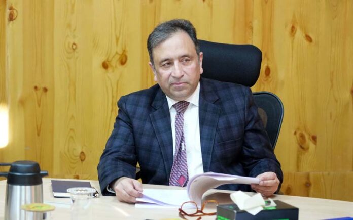 Chief Secretary Ashish Kundra chairing a meeting of officers in Leh on Saturday. Chief Secretary Ashish Kundra chairing a meeting of officers in Leh on Saturday.