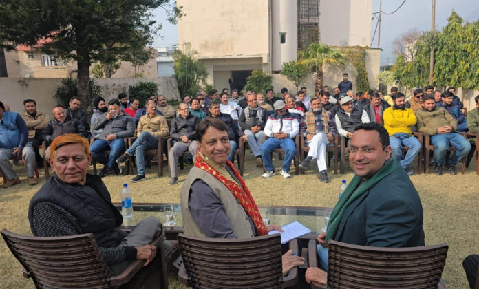 BJP leaders during a meeting at Katra on Saturday . BJP leaders during a meeting at Katra on Saturday .