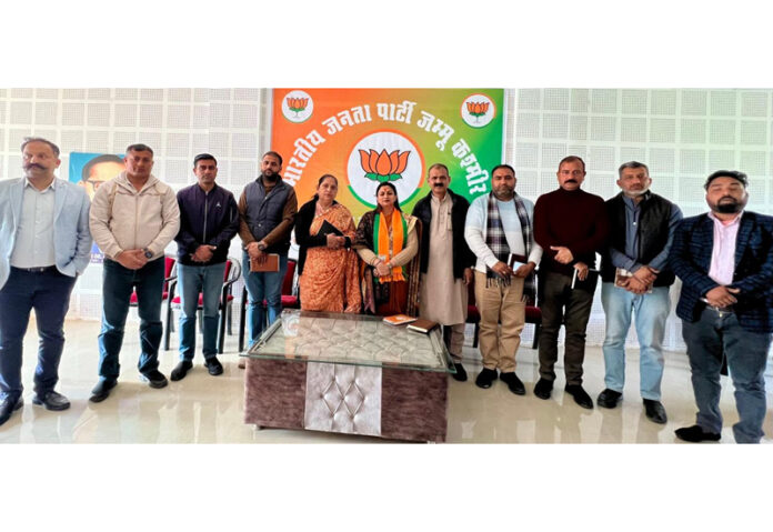 BJP leaders during a meeting of all Morchas at Samba on Tuesday.