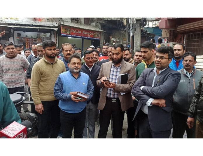 JMC Commissioner Dr Devansh Yadav reviewing sanitation status in city areas on Tuesday.