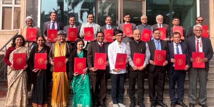 Directors of AIIMS institutions from across the country posing together at AIIMS New Delhi.