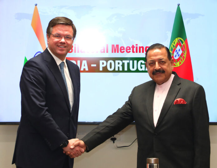 Portugal Minister for Reforms, Gonçalo Matias, currently in India for the AI Summit, calling on Union Minister Dr Jitendra Singh at Kartavya Bhavan, New Delhi on Tuesday. Portugal Minister for Reforms, Gonçalo Matias, currently in India for the AI Summit, calling on Union Minister Dr Jitendra Singh at Kartavya Bhavan, New Delhi on Tuesday.