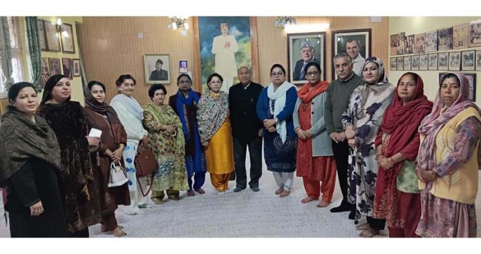 NC provincial president, Jammu, Rattan Lal Gupta, posing with women wing leaders.