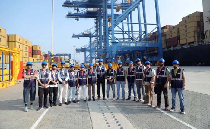 Journalists from Srinagar during their visit to Vizhinjam Port in Kerela.