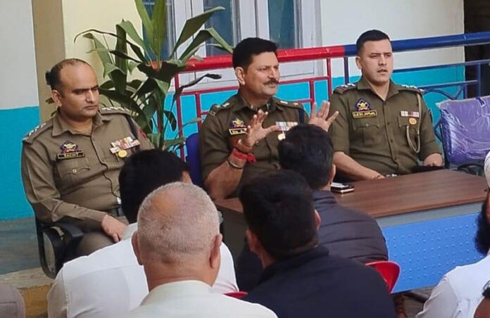 SP South Dr Ajay Sharma addressing a meeting. SP South Dr Ajay Sharma addressing a meeting.