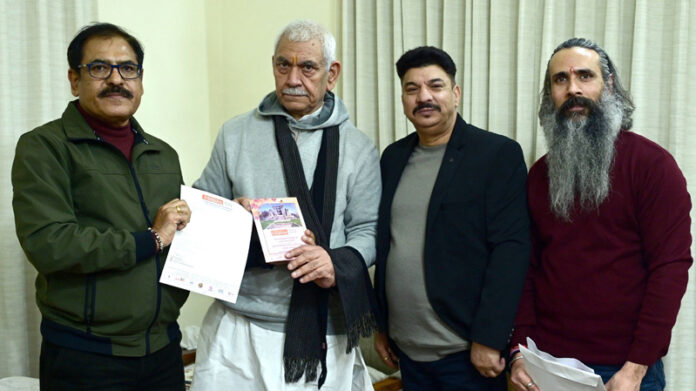 Praagash delegation giving an invitation letter to Lt Governor, Manoj Sinha at Jammu.