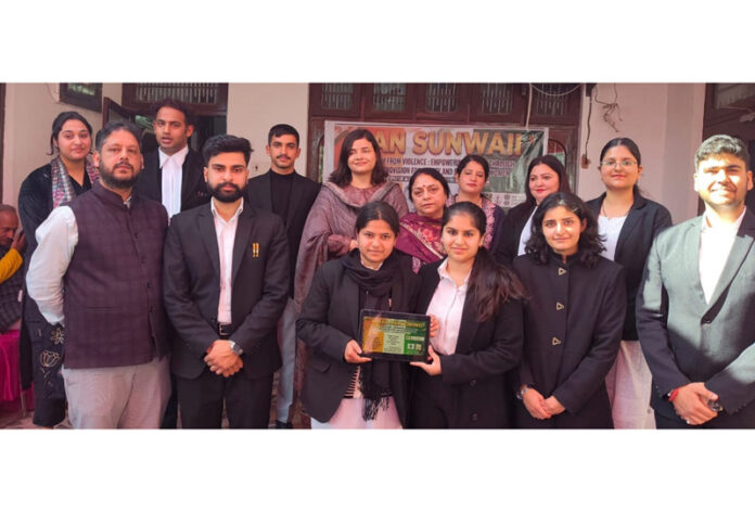 JU Law School students and faculty members at legal outreach programme on women's safety.
