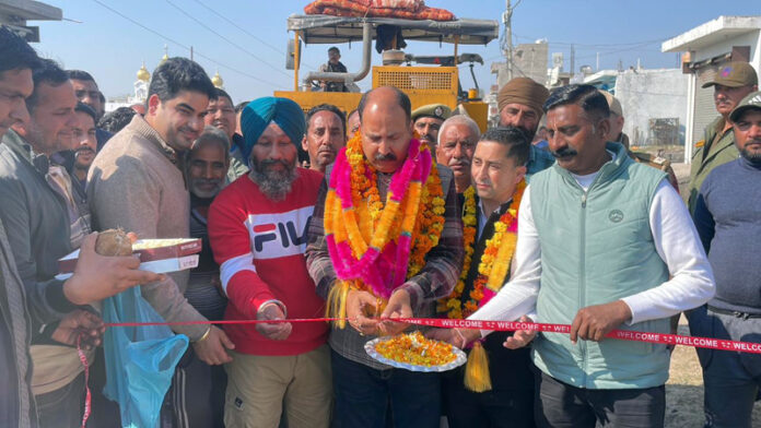 MLA Dr. Rajeev Kumar Bhagat inaugurating development works in Bishnah on Friday. MLA Dr. Rajeev Kumar Bhagat inaugurating development works in Bishnah on Friday.