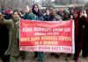 Asha workers during a protest in Srinagar on Thursday. -Excelsior/Shakeel