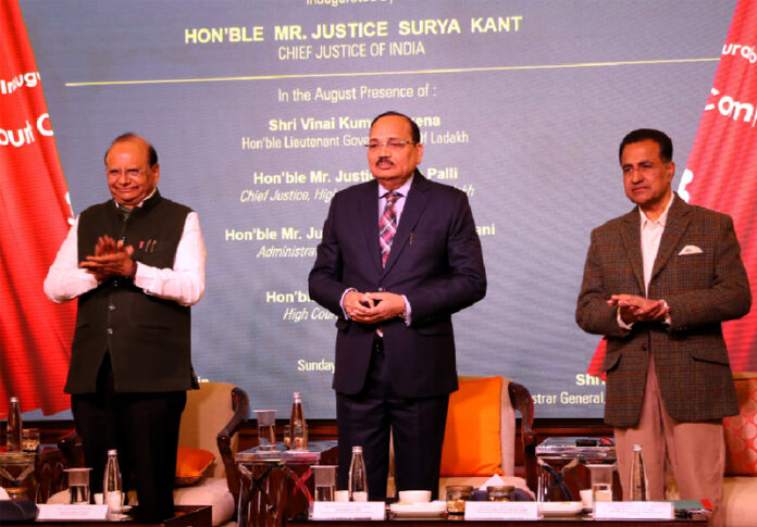 CJI virtually inaugurating DCC Kargil from Leh on Sunday.