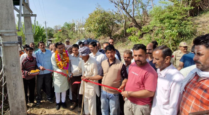 MLA Jasrota, Rajiv Jasrotia launching development works in Keerian Gandyal on Thursday