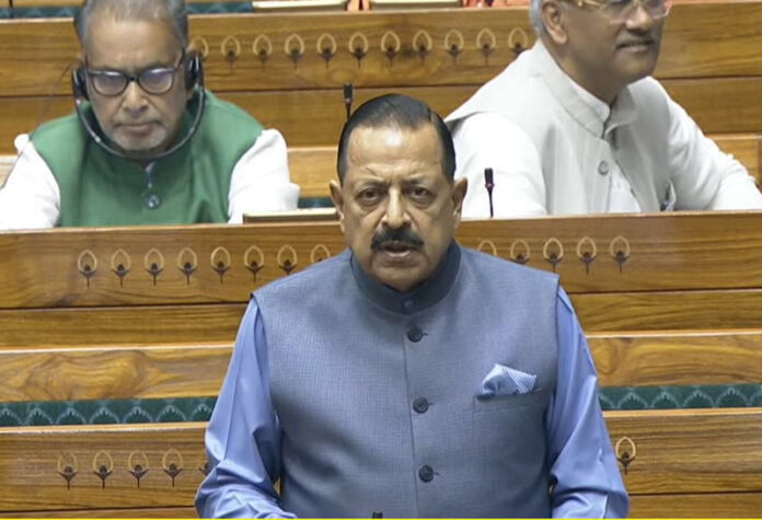 Union Minister Dr Jitendra Singh speaking in the Lok Sabha on Wednesday.
