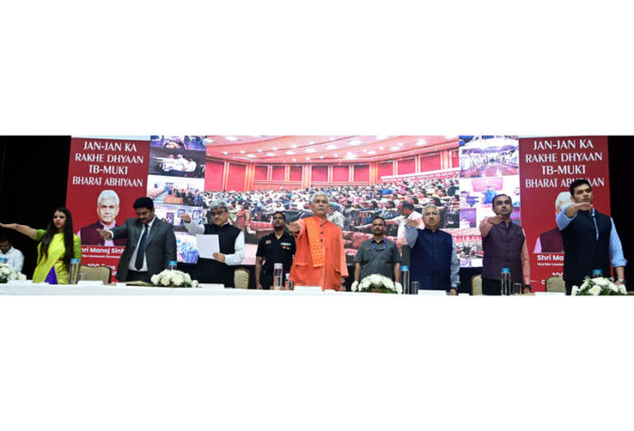 Lieutenant Governor Manoj Sinha attending the launch of TB Mukt Bharat Abhiyan campaign at Jammu on Tuesday.