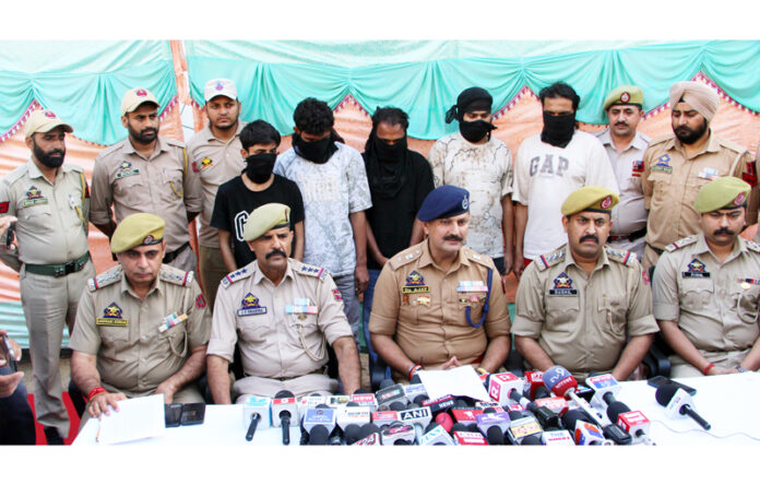 SP Jammu South, Dr Ajay Sharma addressing media persons in Jammu on Friday. -Excelsior/Rakesh