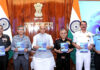 Union Minister for Defence, Rajnath Singh releases ‘Defence Forces Vision 2047: A Roadmap for a Future-Ready Indian Military’ at an event, in South Block, New Delhi on Tuesday. (UNI)