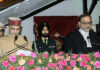 Chief Justice of Himachal Pradesh High Court, Justice Gurmeet Singh Sandhawalia administers the oath to Kavinder Gupta at Lok Bhawan in Shimla on Tuesday.