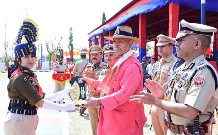 LG Manoj Sinha during Passing Out Parade at STC Talwara on Tuesday. LG Manoj Sinha during Passing Out Parade at STC Talwara on Tuesday.