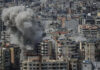 Smoke rises from the site of an Israeli airstrike that targeted an area in Beirut’s southern suburbs on Tuesday.