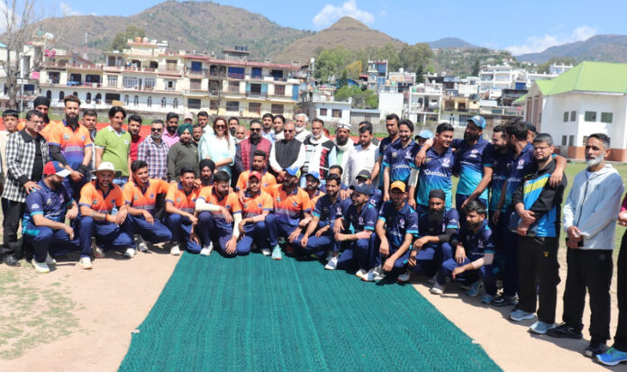 Teams posing along with dignitaries during inaugural event at Poonch on Tuesday.
