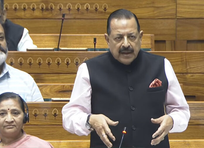 Union Minister Dr Jitendra Singh speaking in the Lok Sabha on Wednesday.