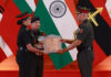 Northern Army Commander presenting an award at an investiture ceremony held at Udhampur on Saturday.