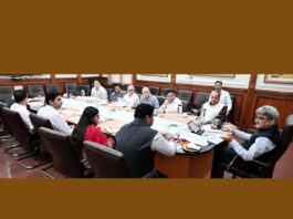 Chief Secretary chairing a meeting at Jammu on Sunday.