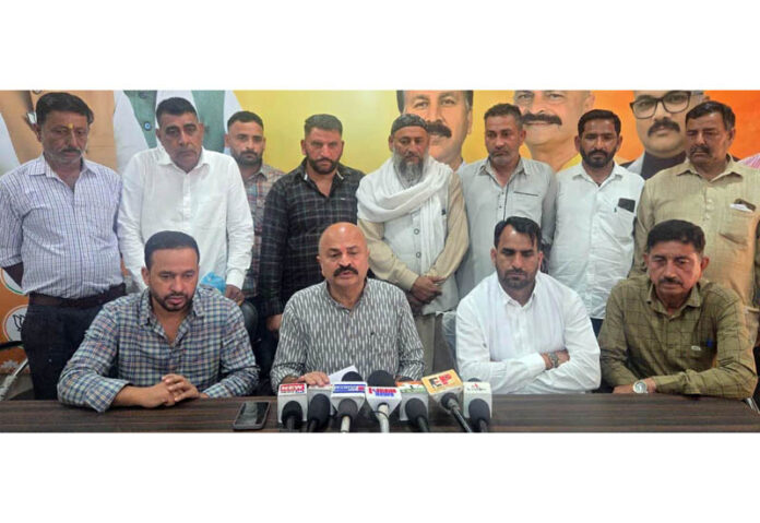 Yudhvir Sethi addressing media persons on Monday.